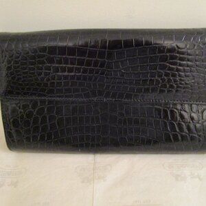 Talbots Black Croco-Embossed Clutch